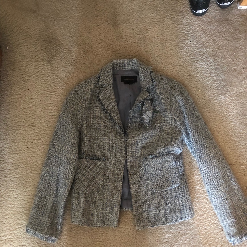 Blue woven jacket with flower